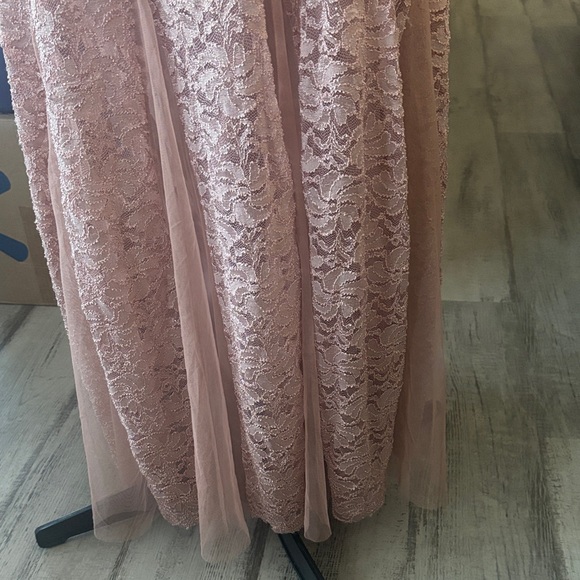 Blush Lace V-Neck Evening Dress - Elegant Women's Gown - Picture 6 of 6